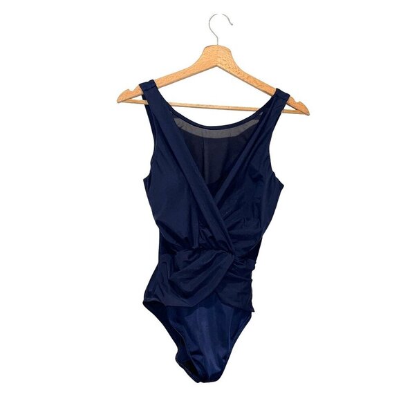 Miraclesuit Navy Illusionists Palma One Piece Swimsuit Women's Size Medium - Picture 1 of 6